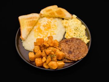 Choice of meat/potatoes/grits/eggs*/toast