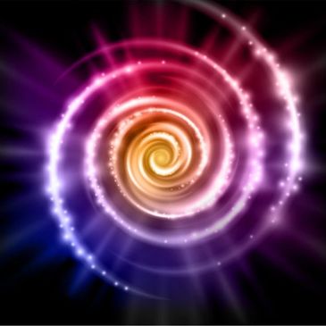 Spiraling lights of a hypnosis wheel.