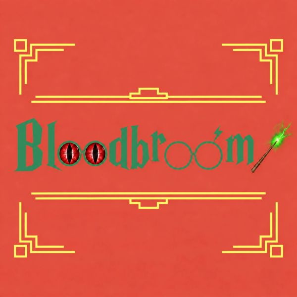 Stylized logo for Bloodbroom with magical and eye elements.