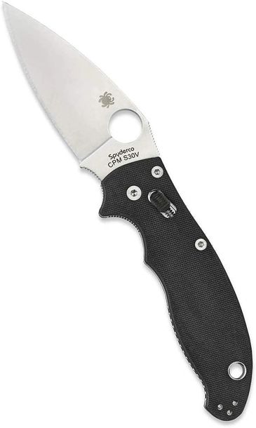 Spyderco Manix 2 Signature Knife with 3.37" CPM S30V Steel Blade and Durable Black G-10 Handle - Pla