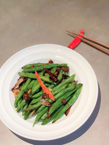 A Plate With Fried Green Beans