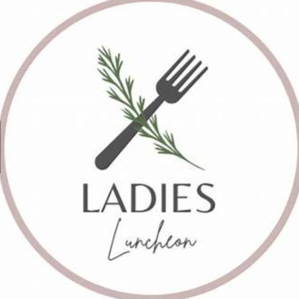 Elegant logo for Ladies Luncheon with a fork and herb.