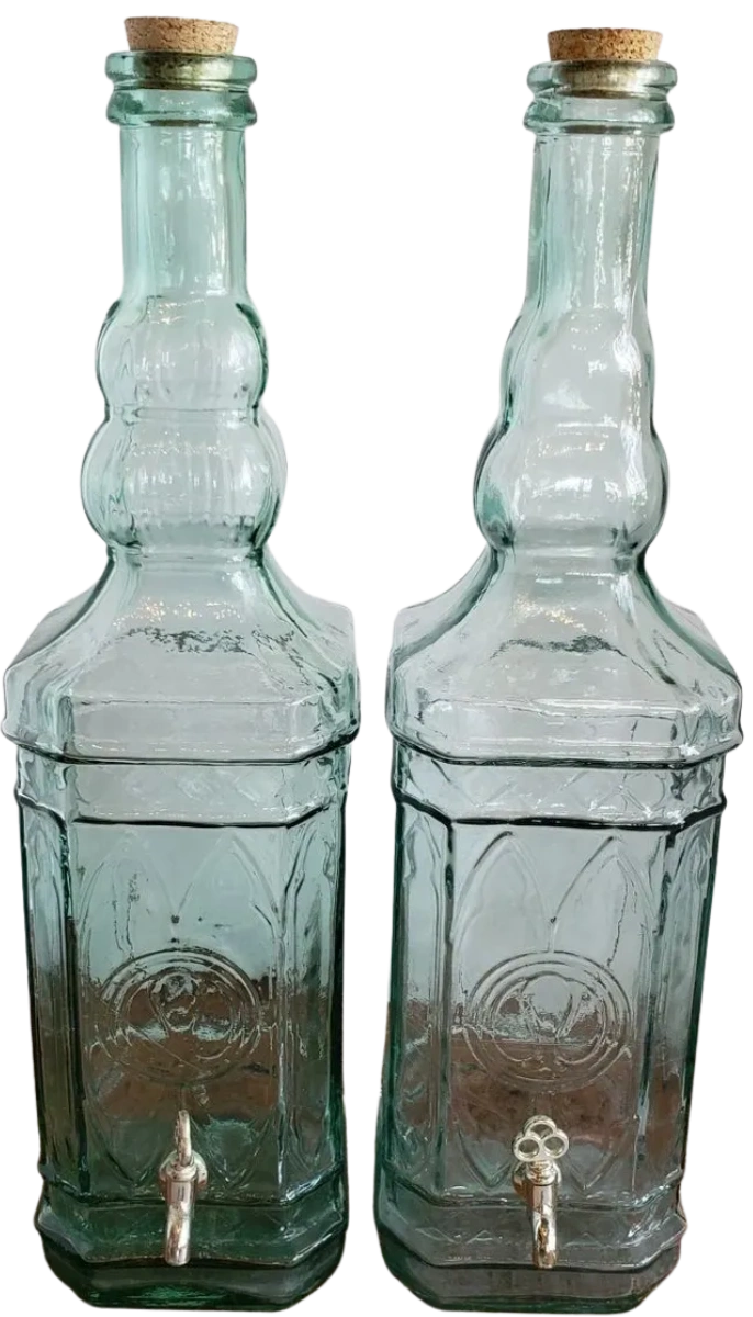 Pair of Seaglass Replica Seltzer Bottles