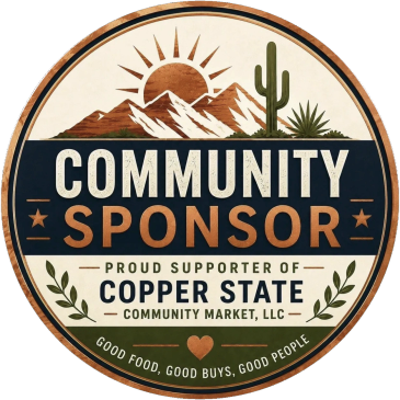 Community Sponsor badge for Copper State Community Market.
