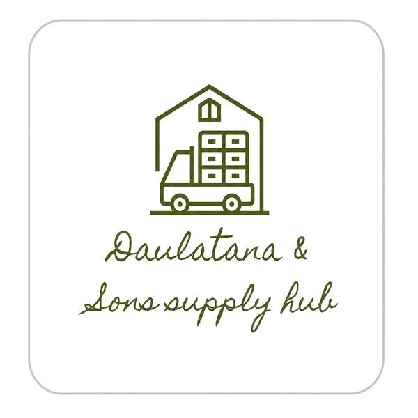 Logo of Daulatana &amp; Sons supply hub with truck and warehouse illustration.