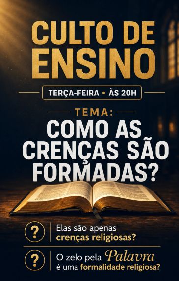 Cartaz de culto de ensino sobre formação de crenças.
