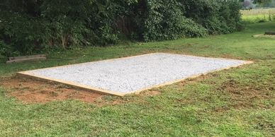 gravel building pad for shed building