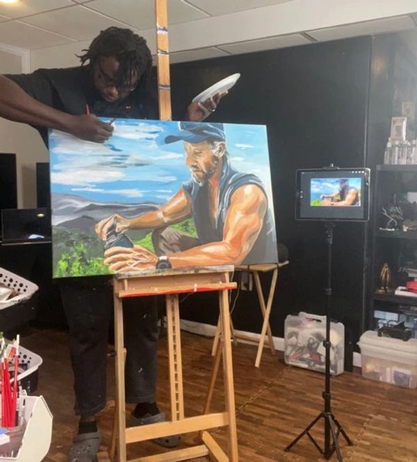 Gallery Wrapped Canvas
1 person (Sitting on mountainside)
Size: 24" x 36"
Medium: Acrylic