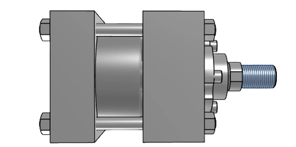 CAD model from the 3D cylinder configurator of a low pressure hydraulic cylinder.