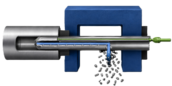 3D CAD model of the gun drilling process.