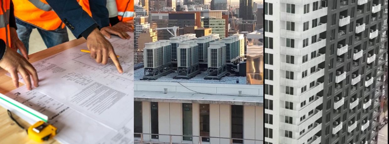 Projets de construction, installation, Climatiseur et Thermopompe murale, centrale, système VRF.