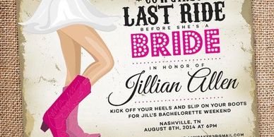 Bachelorette cowboy invitation