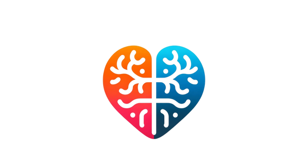 Orange and Blue heart with neural connections inside