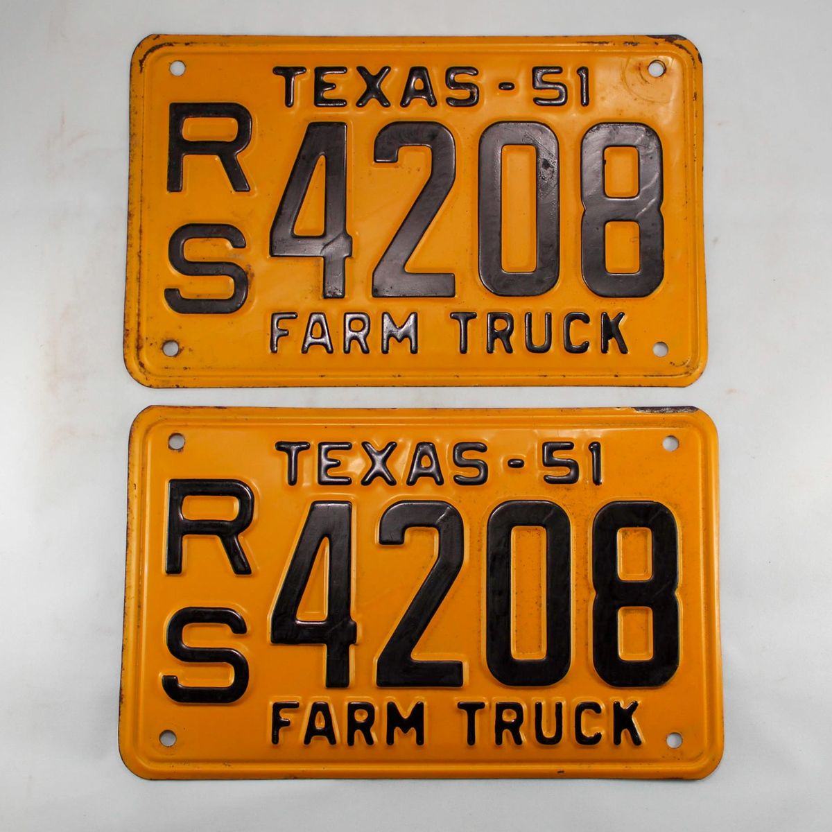 Texas 1951 Farm Truck Plates, Original Condition, Unissued