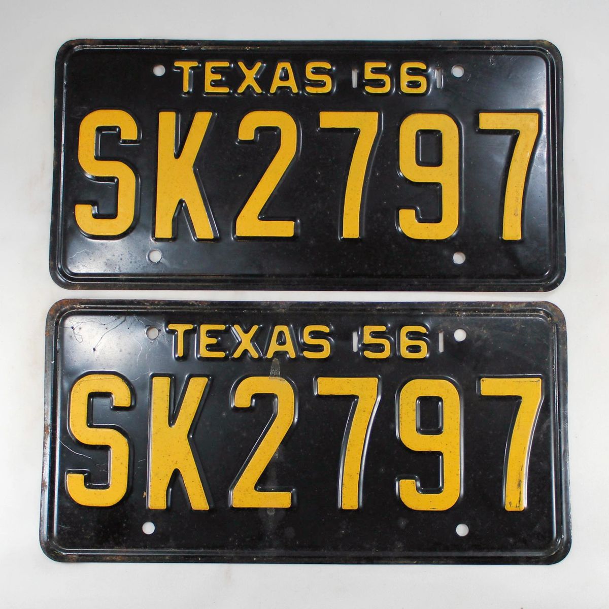 Texas 1956 Passenger Plates, Original Condition, Unissued