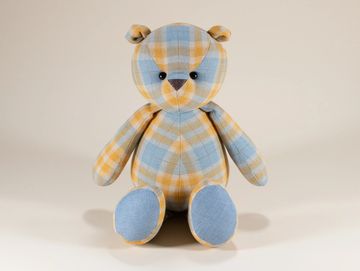 Checkered yellow & blue teddy bear