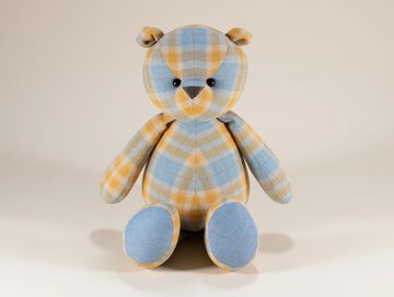 Checkered yellow & blue teddy bear