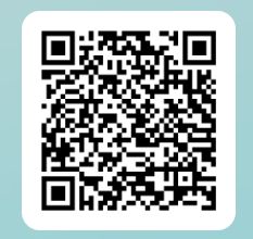A black and white QR code on a light blue background.