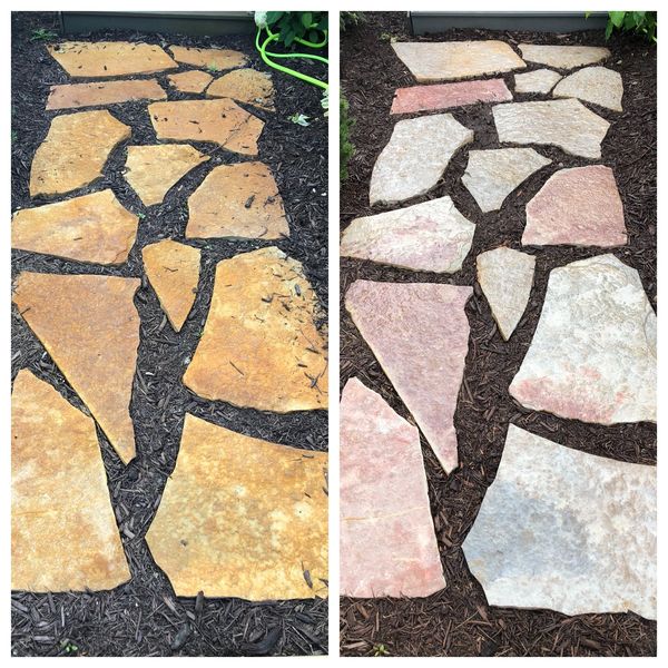 Rust stain removal from stepping stones