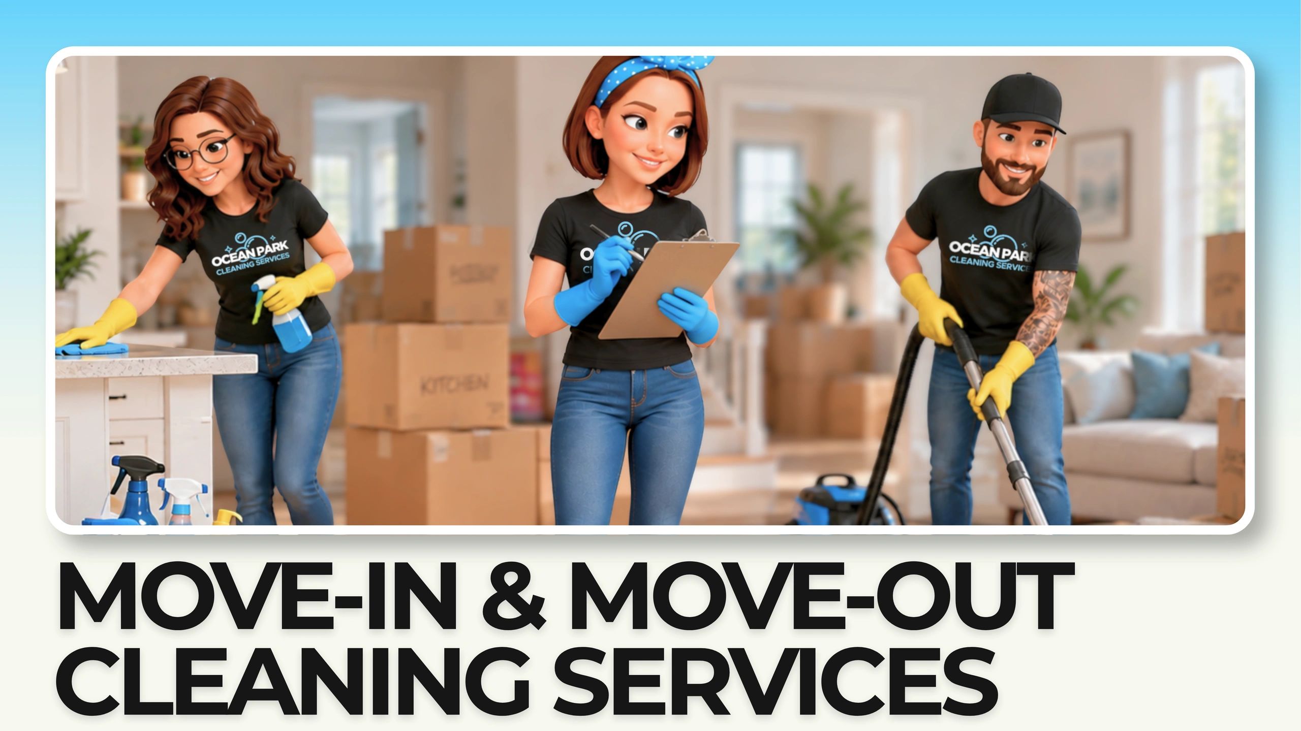Cleaning team in kitchen 