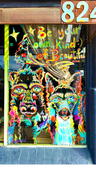 Window Mural 5 Points El Paso, Texas,
"Be your own kind of Beautiful". 
