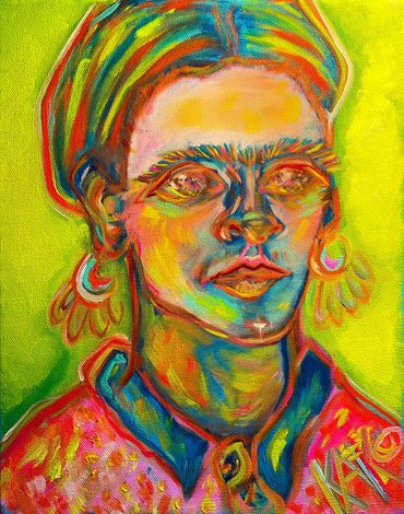 "Viva la Frida" 
Acrylic and Oil on Canvas 
2025