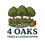 4 oaks trees and landscaping