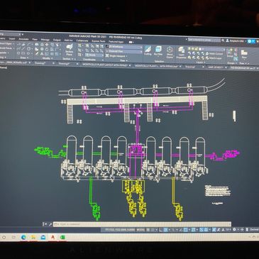 Technical schematic displayed on a computer screen using AutoCAD software.