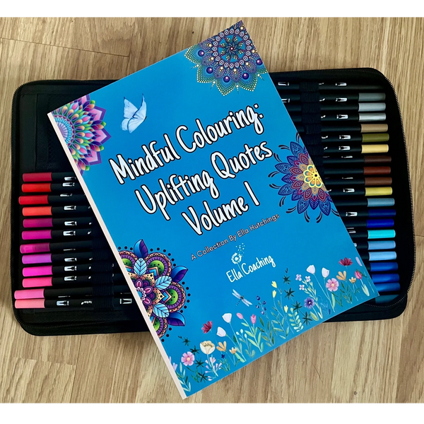Mindful Colouring Book with colouring pens