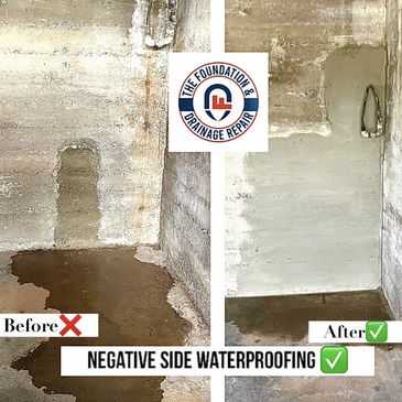 Before / After: "Negative Side Waterproofing For Active Leak"