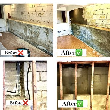 Before / After: “Negative side waterproofing” for basement. 