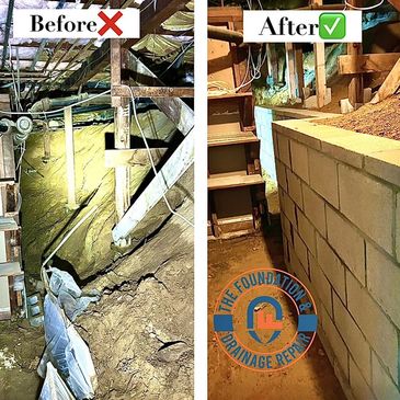 Before / After: Retaining wall + waterproofing and Drainage Installation 