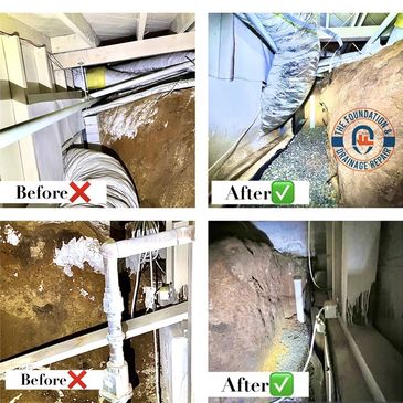 Before/ After: Crawlspace waterproofing + Drainage + Basement Waterproofing