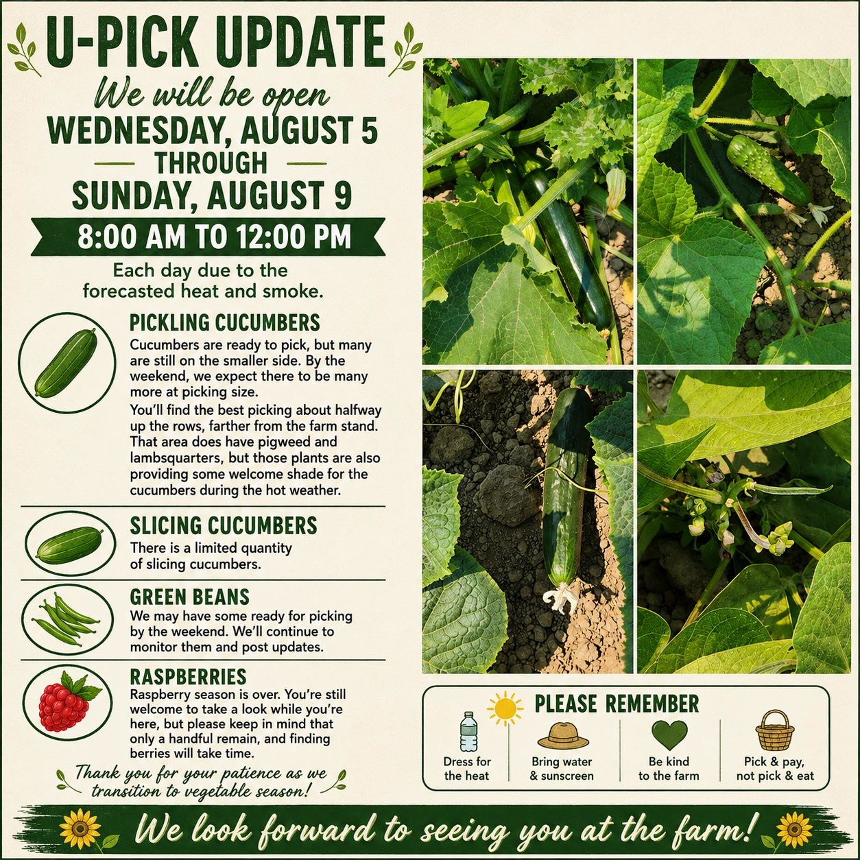Photo of information for. Dates open