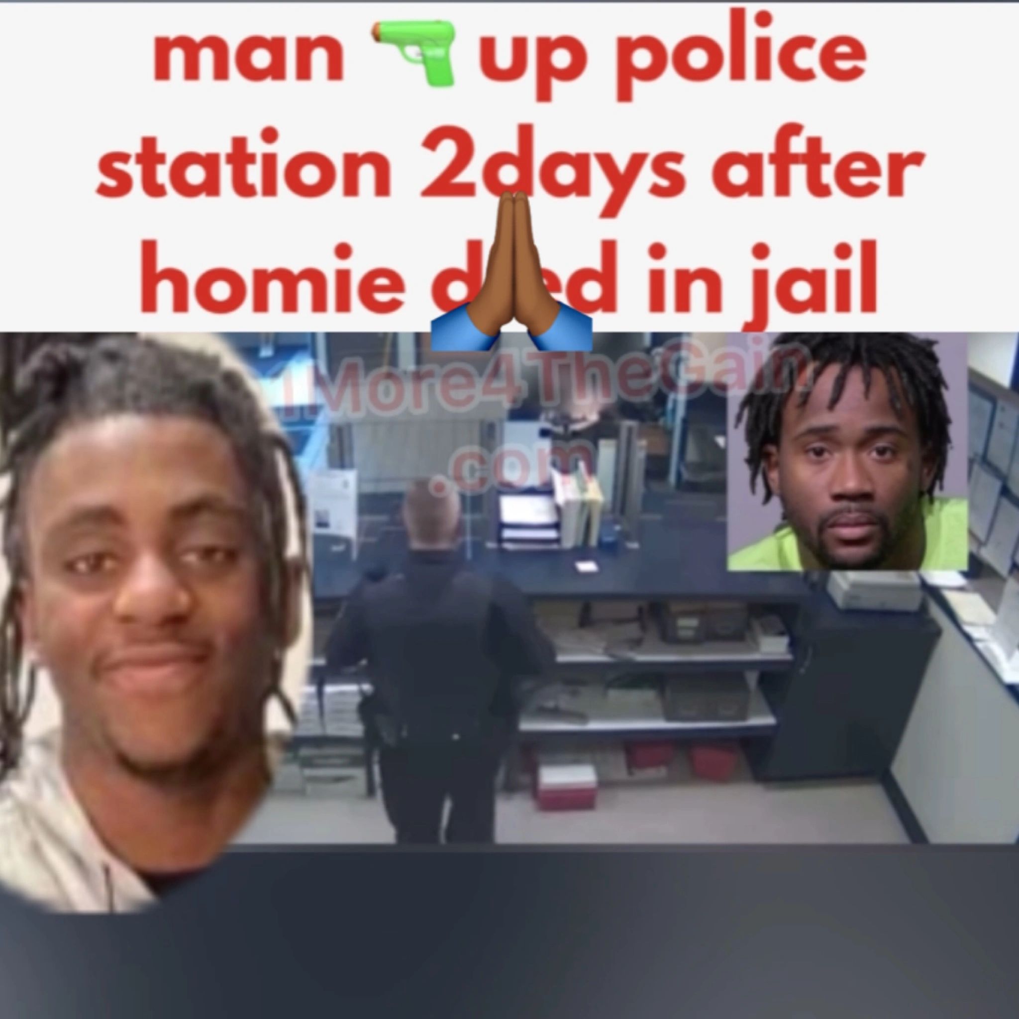 man shoots up police station 2days after homie died in jail