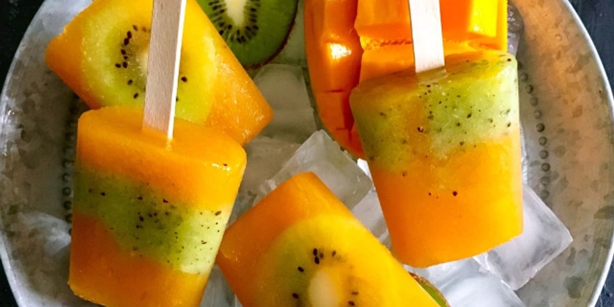 Mango and Kiwi popsicle-summer cool recipes-healthy recipes for kids