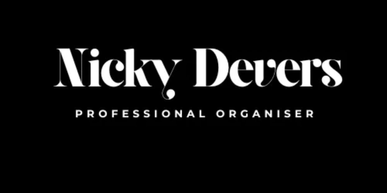 Nicky Devers Professional Organiser logo on black background.