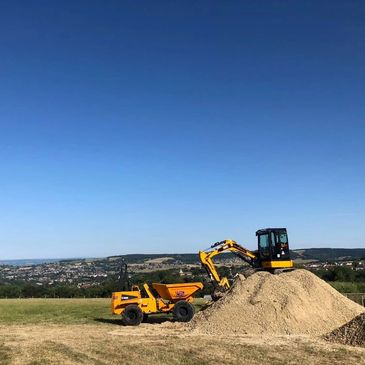 Digger, Cotswolds, Stone, Groundworks, Farm, 