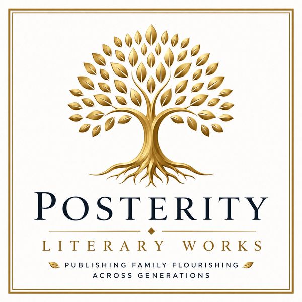 Logo of Posterity Literary Works with a golden tree.