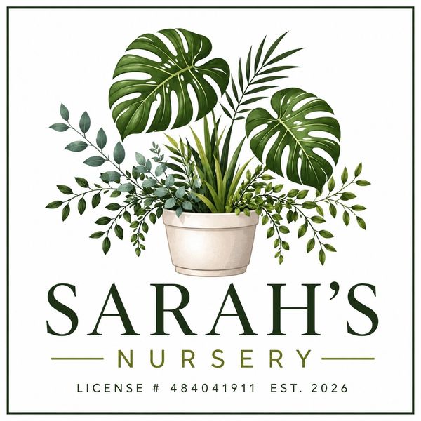 Logo for Sarah's Nursery with green plant imagery.