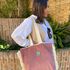 bolso de pana rosa con flecos