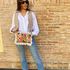 bolso con volantes, neceser, flores, rifle paper