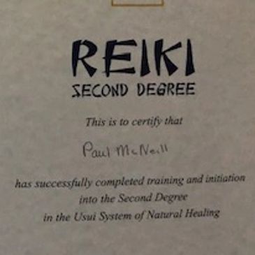 Certificate for Reiki Second Degree training.