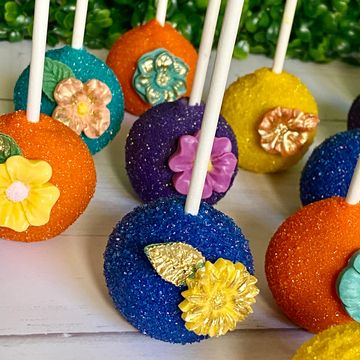 colorful floral cake pops