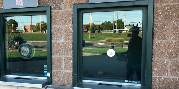 Security window, ticket window, cashier windows, service window. commercial glass.
