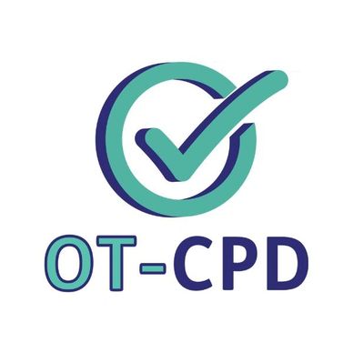 Logo with a teal checkmark inside a circular outline and text OT-CPD.
