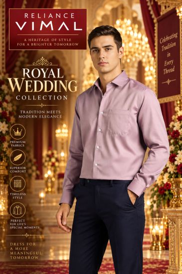 Royal Wedding Collection by Reliance Vimal with elegant men's wear.