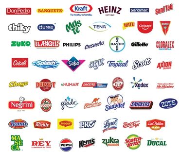 A collection of various popular brand logos in a grid layout.