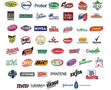 A collage of diverse consumer brand logos from various product categories.