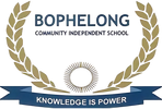 Bophelong Community Independent School logo with slogan